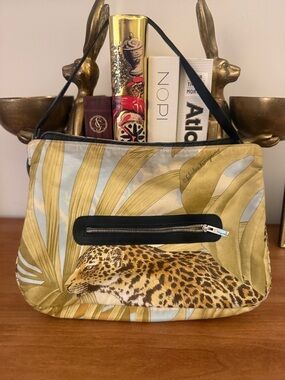 Rare Vintage Salvatore Ferragamo Y2K Safari Leopard Jungle Shoulder Bag